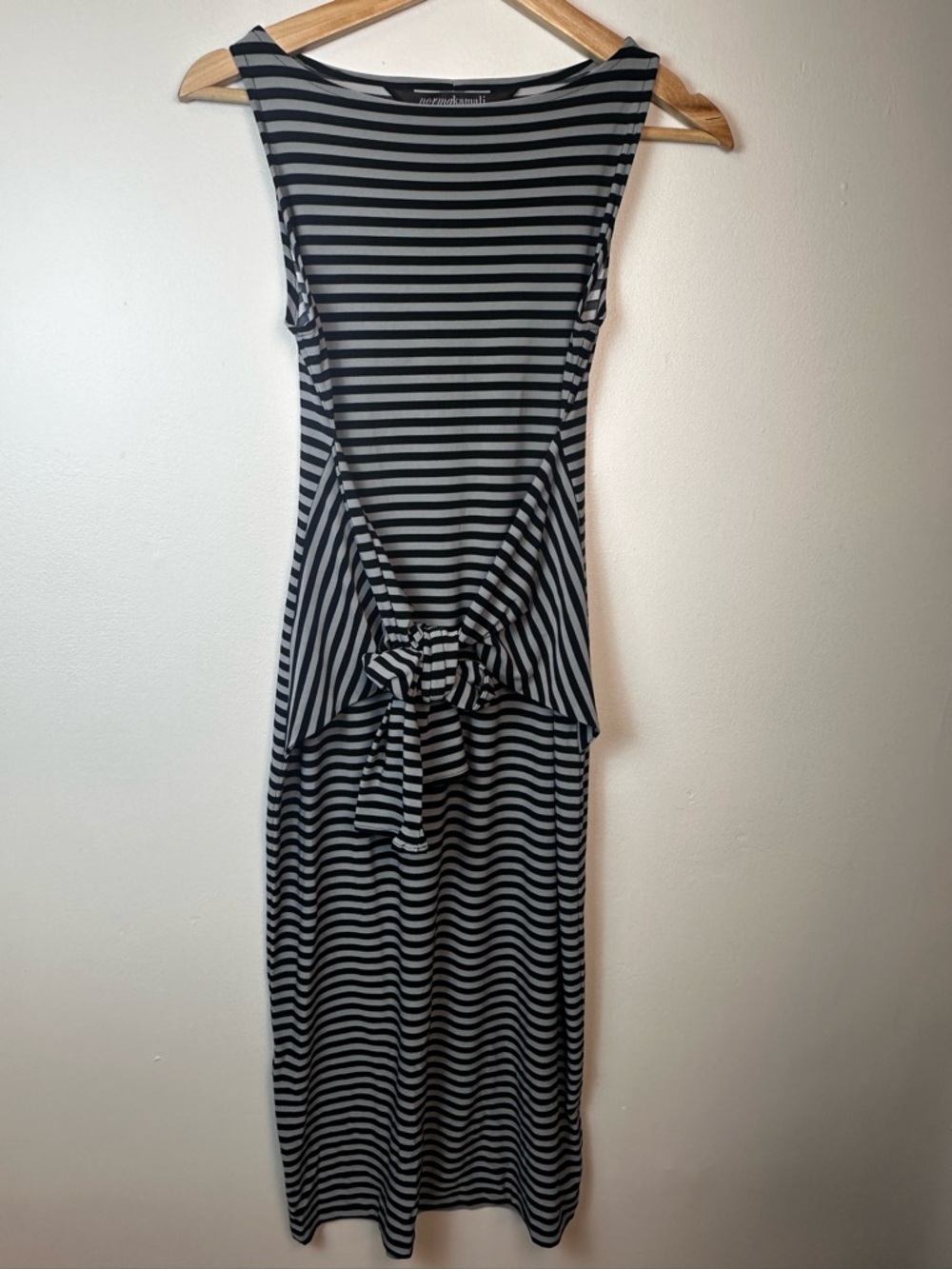 Norma Kamali Bodycon Sleeveless Tie Dress Women’s S Striped Stretch Modern NWOT